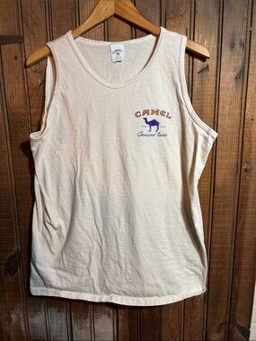 Vintage 1995 Camel Logo Cream Tank Top with Purple & Orange Graphic